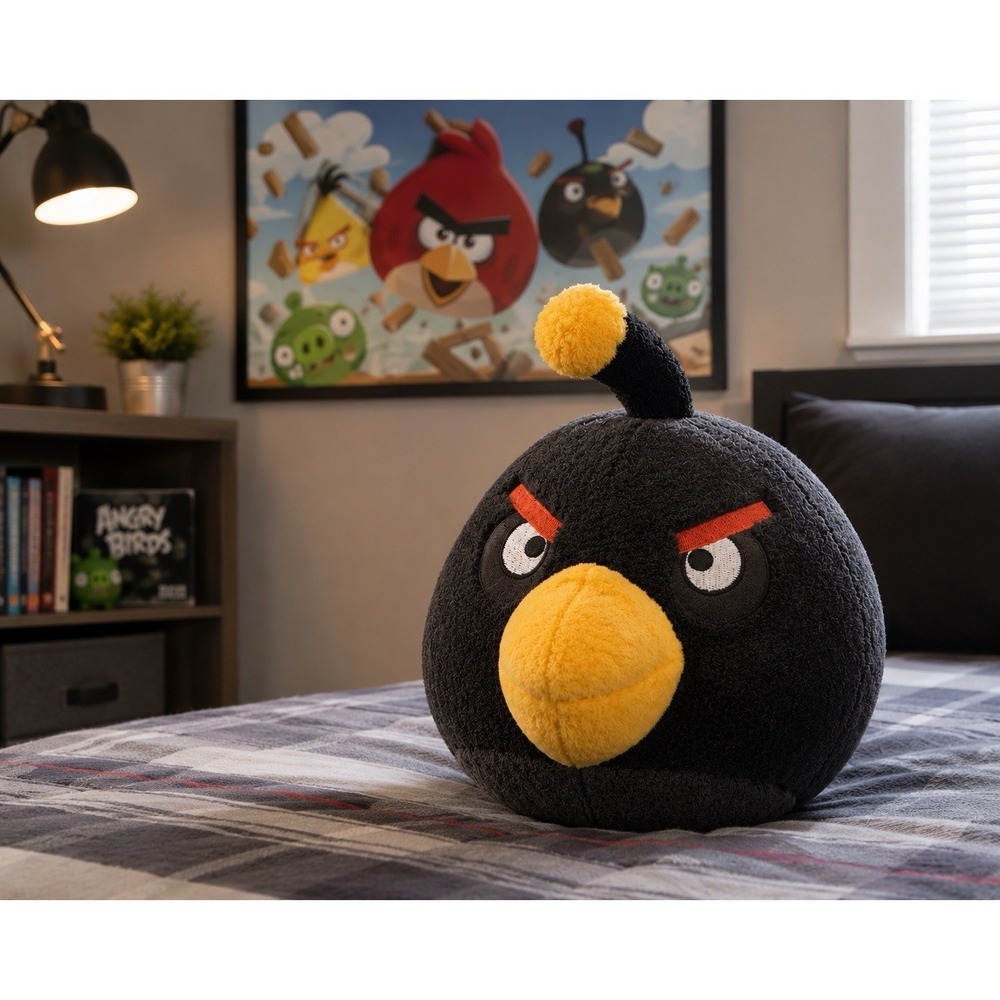 Angry Birds Black Bomb Bird Plush Toy Commonwealth Rovio 2010 Retired